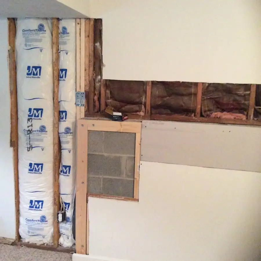 Wall insulation replacement during Basement Flood Cleanup in Madeira